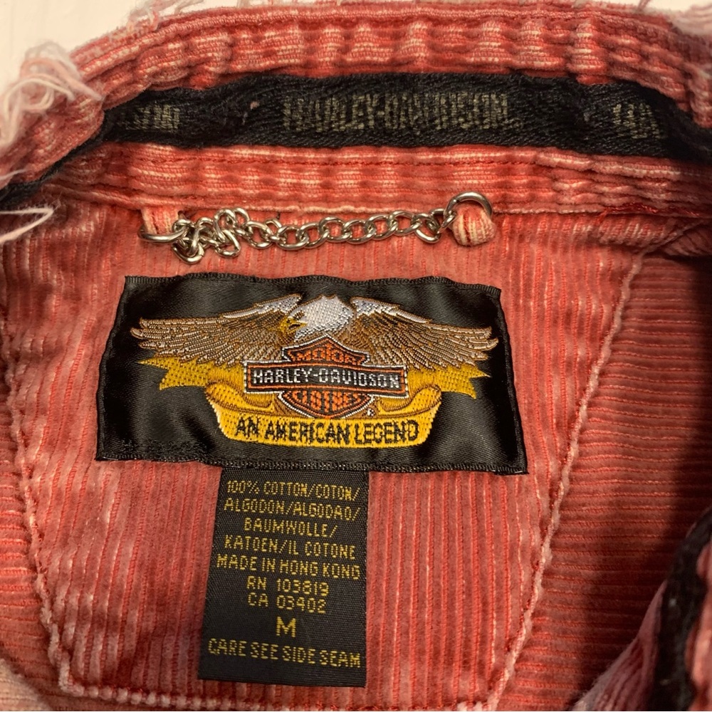 Harley Davidson Red Corduroy Snap Button Shirt Jacket Women’s Medium - Picture 3 of 7